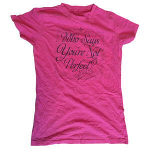 Rare Selena Gomez Tour Tee Who Says You're Not Perfect 2011 Pink Shirt